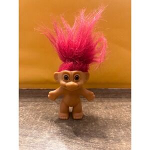 Vintage Russ Troll Doll 3" Vibrant Red Hair In Tie Brown Eyes Play Dolls 90s 80s